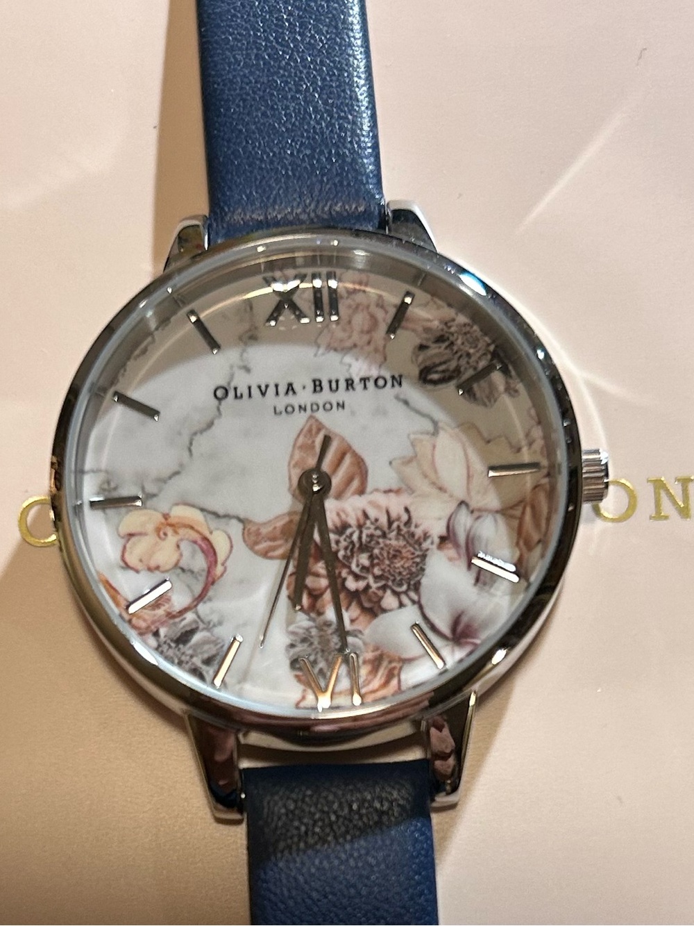 Olivia Burton Marble Florals Watch With 34mm Grey Marble design Floral Face